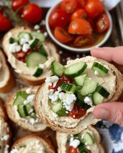 Mediterranean Hummus Crostini Recipe