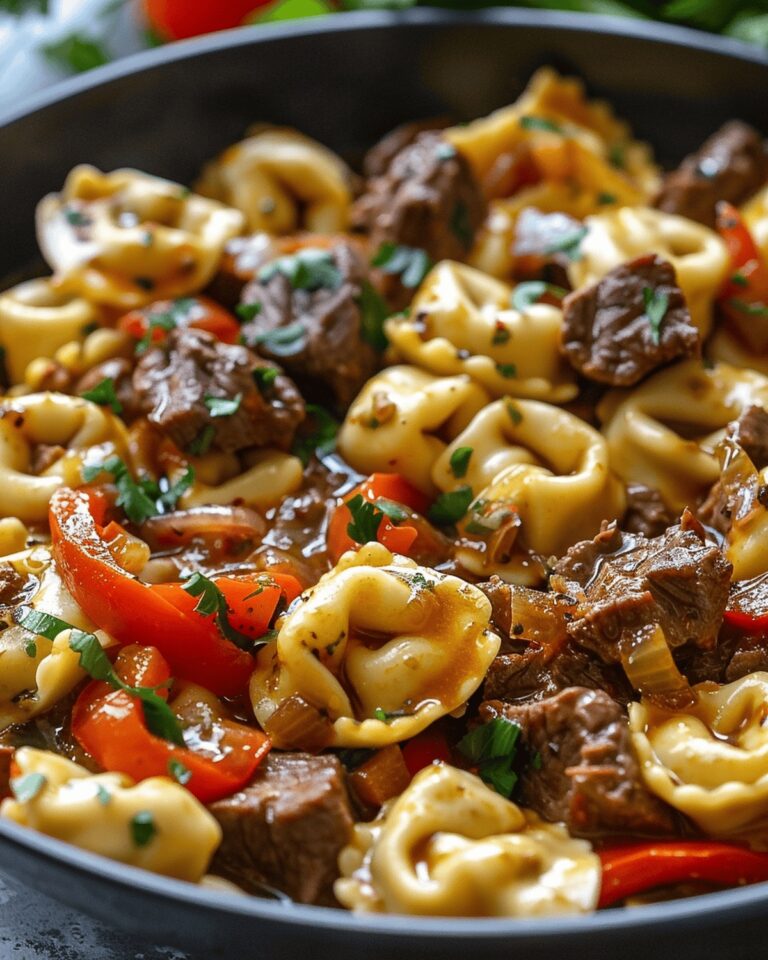 Cheesy Tortellini With Steak And Bell Peppers Recipe