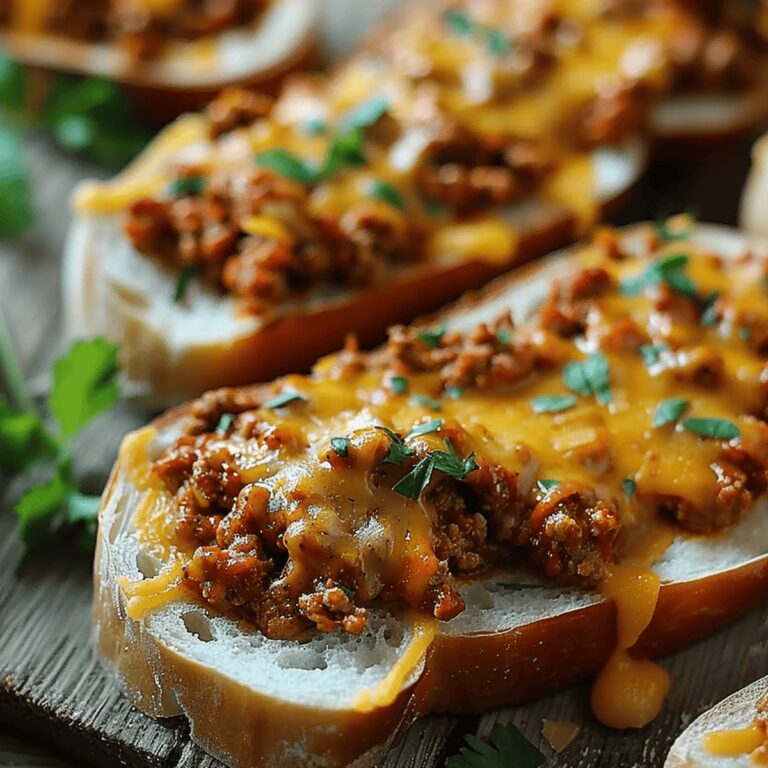 Open-Faced Cheesy Sloppy Joes On Garlic Bread Recipe