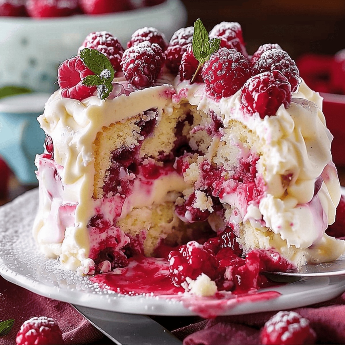 White Chocolate Raspberry Poke Cake Recipe