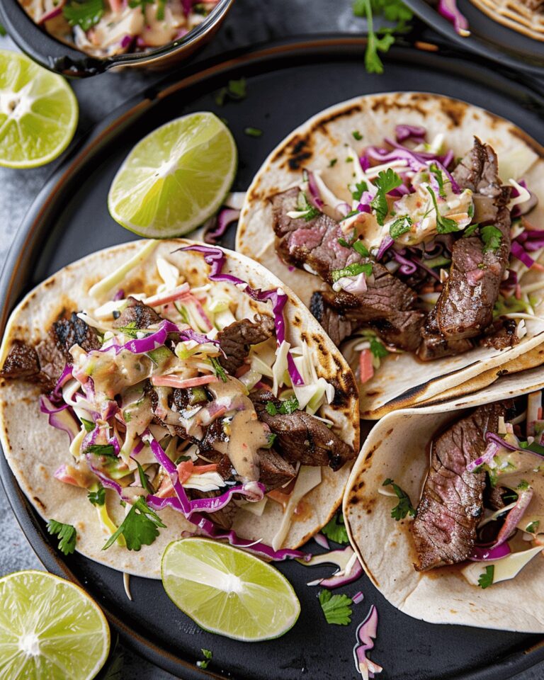 Sizzling Steak Street Tacos with Chipotle Lime Coleslaw Recipe