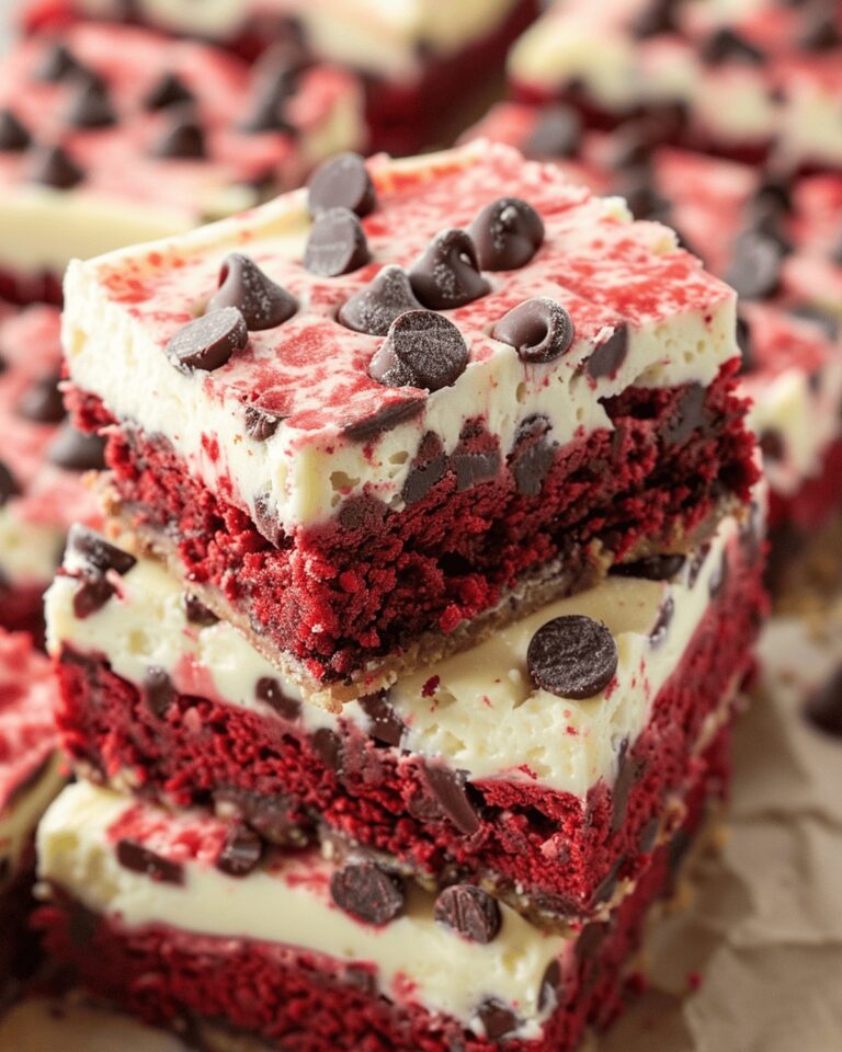 Red Velvet Chocolate Chip Cheesecake Bars Recipe