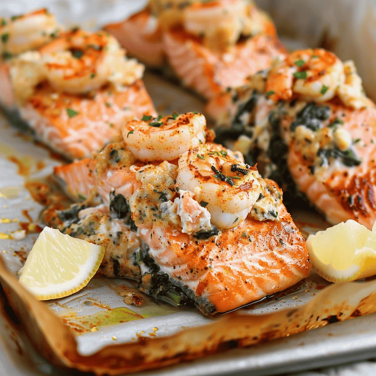 Crab And Shrimp Stuffed Salmon Recipe