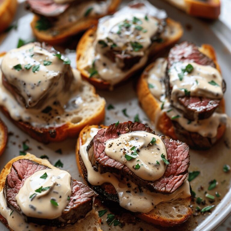 Beef Tenderloin Crostini With Parmesan Cream Sauce Recipe
