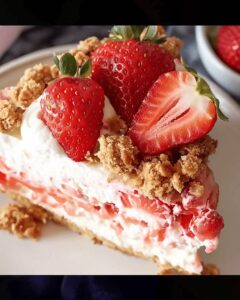 Luscious Strawberry Crunch No Bake Cheesecake Recipe