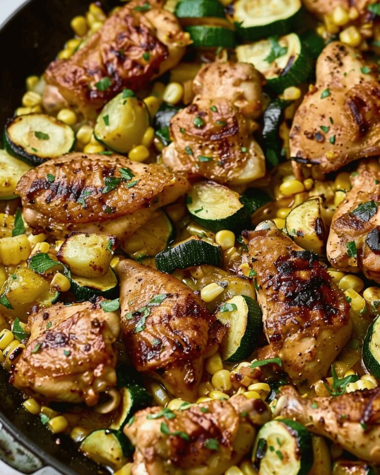 Succulent One-Pan Chicken with Charred Corn and Zucchini Recipe