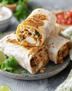 Crunchy Chicken, Rice, & Bean Burritos Recipe
