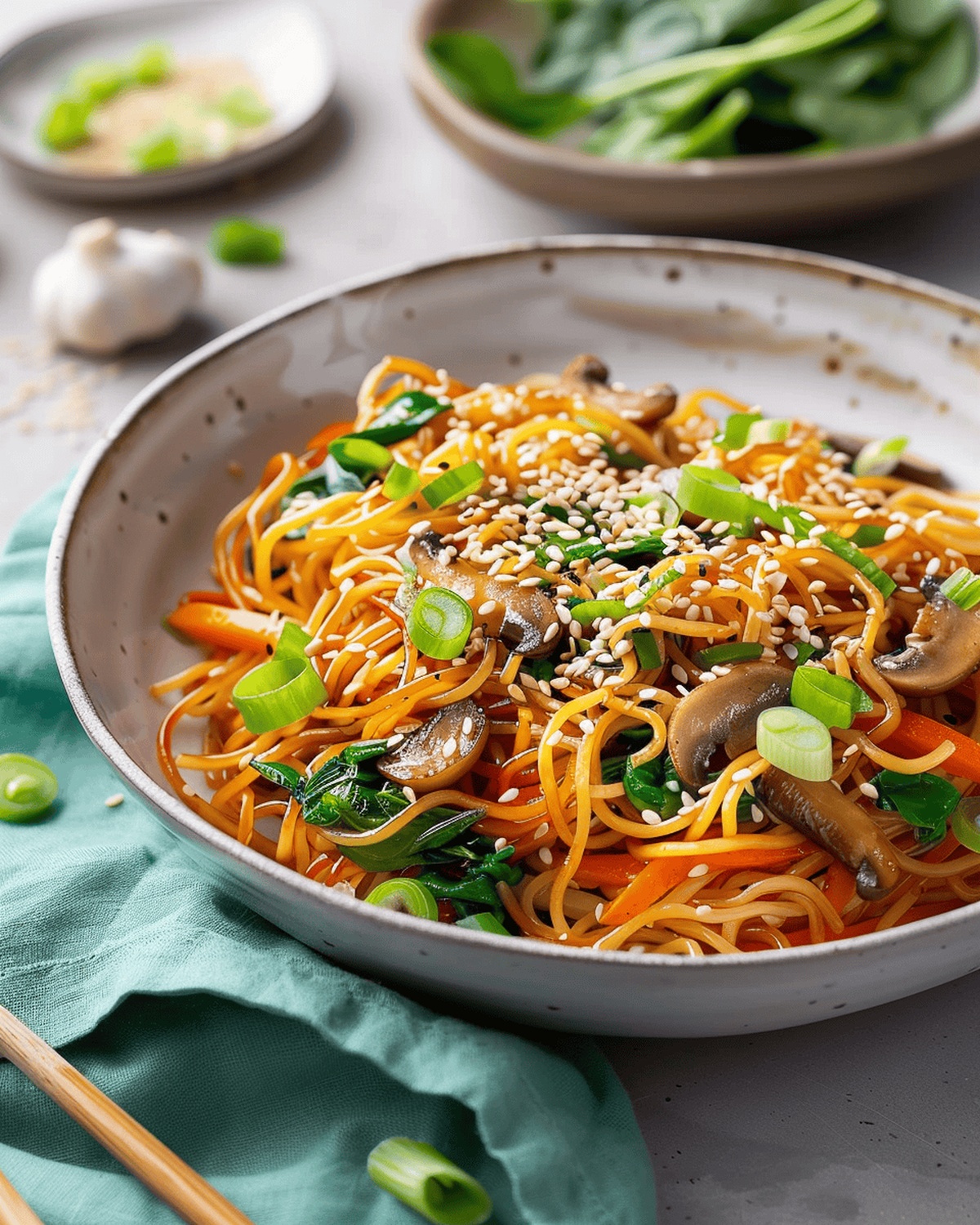 Silky Sesame Stir Fry Noodles Recipe