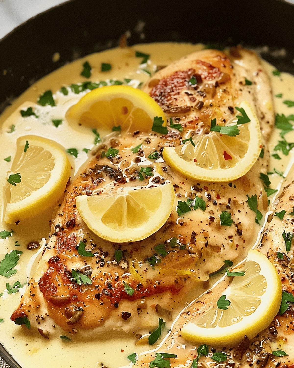 Silky Lemon Garlic Skillet Chicken Recipe