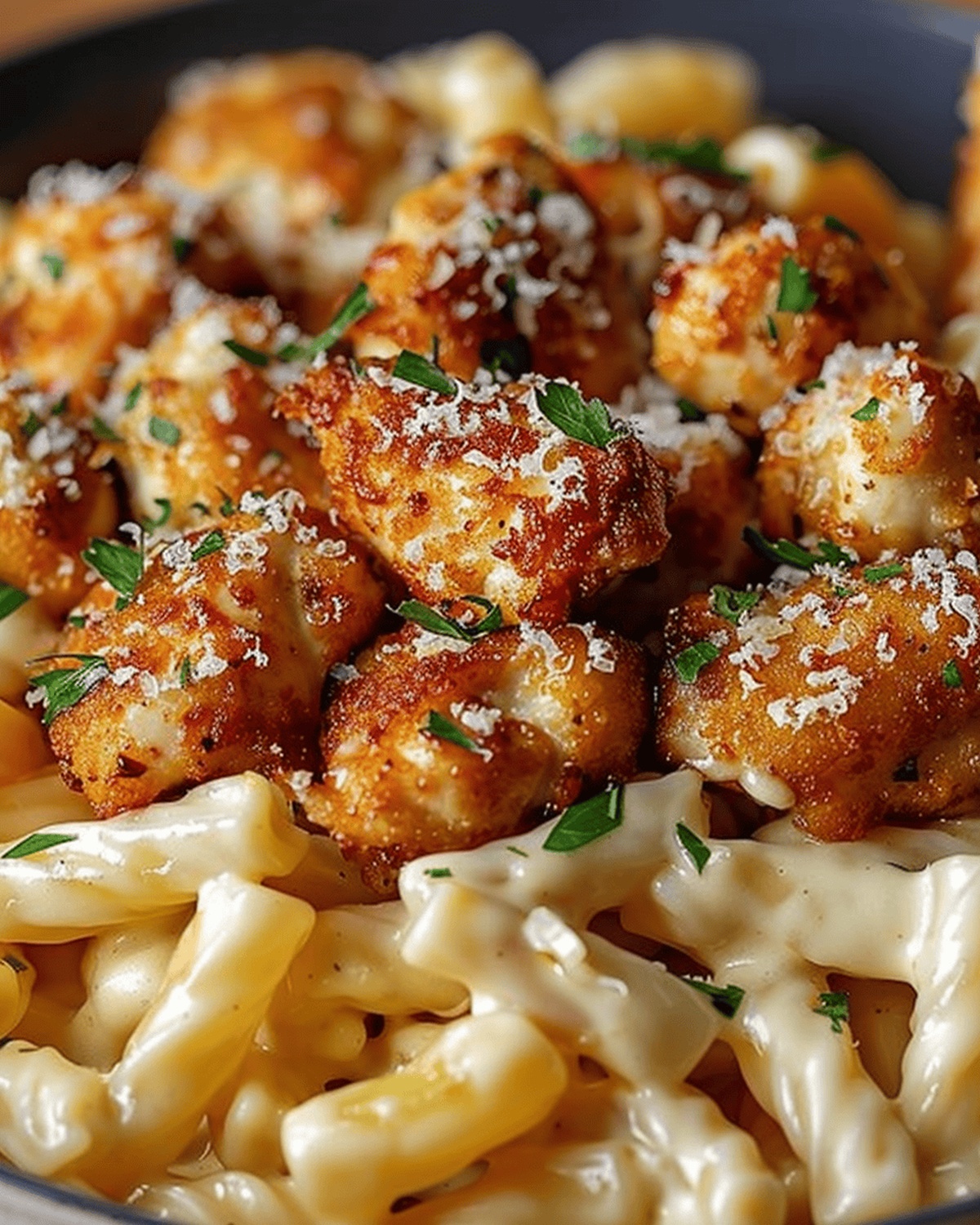 Garlic Butter Chicken Bites With Creamy Parmesan Pasta Remix Recipe