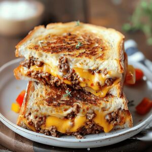 Ground Beef Grilled Cheese Sandwich Recipe
