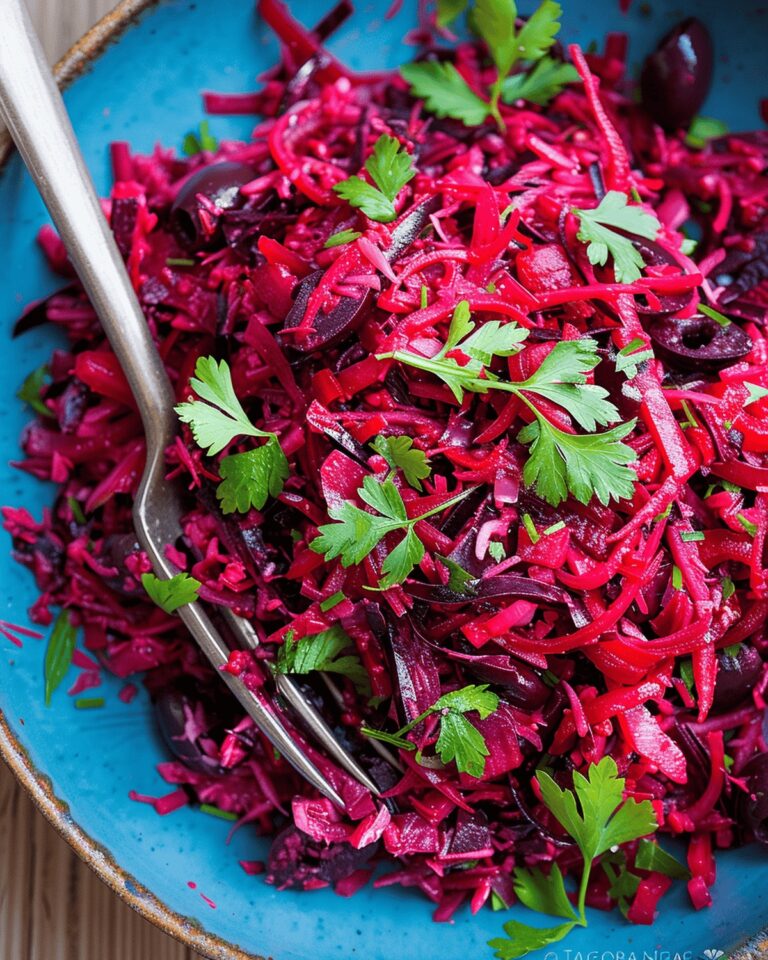 Vibrant Beet Slaw With Olives & Pickled Onions Recipe