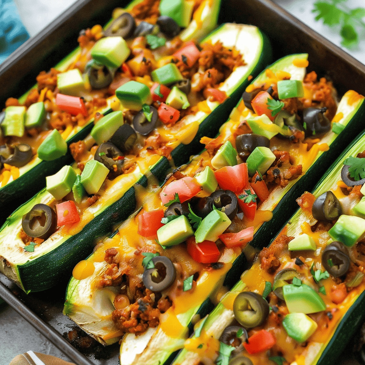 Skinny Zucchini Taco Boats Recipe