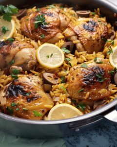 Sizzling Moroccan Lemon Chicken with Orzo Recipe