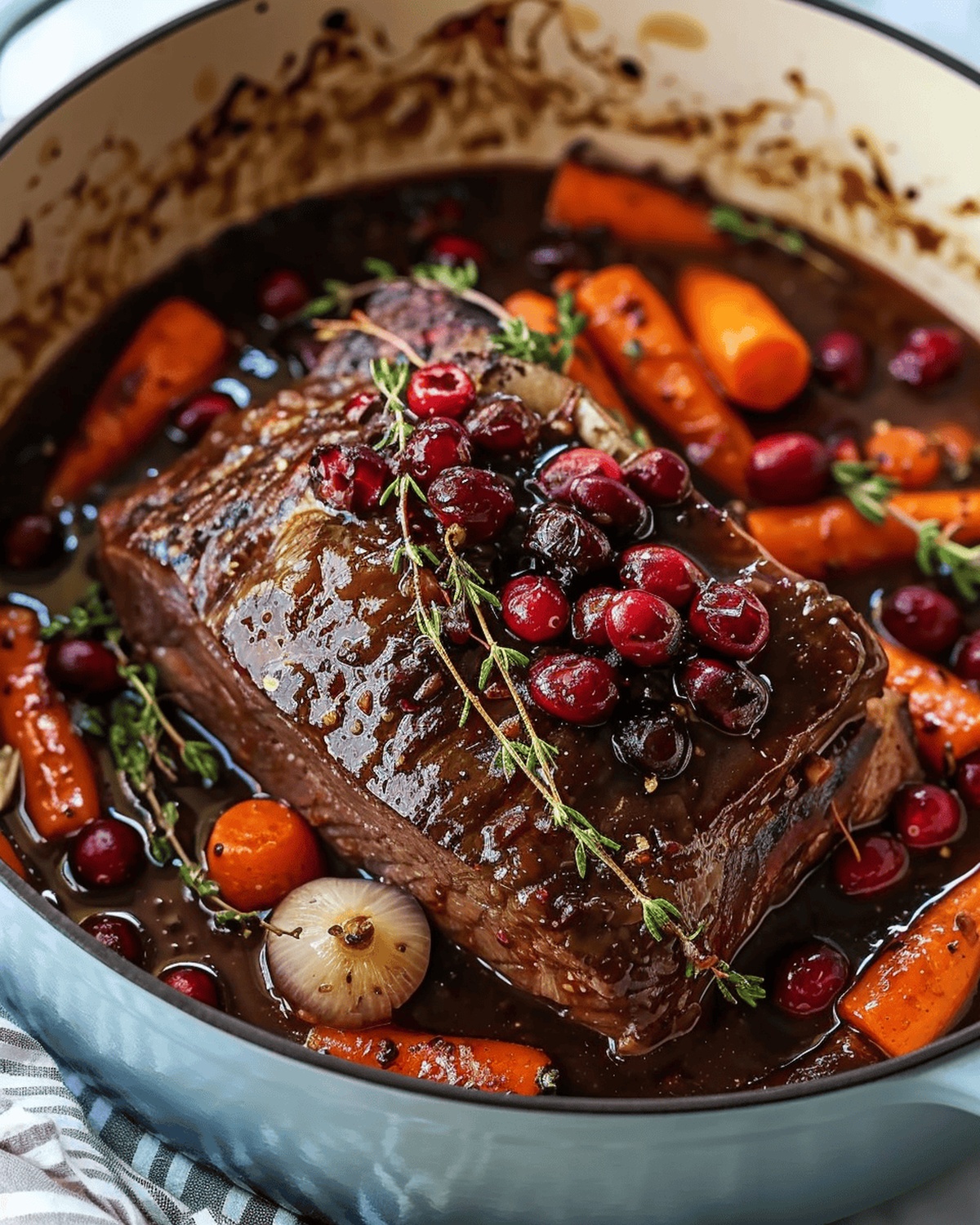 Slow-Cooked Beef Roast With Cranberry Balsamic Sauce Recipe
