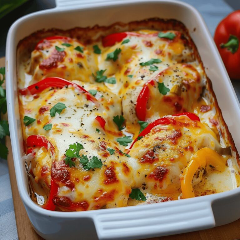 Cheesy Baked Chicken And Peppers Recipe