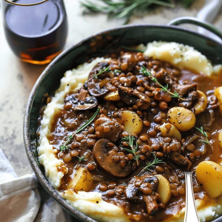 Lentil And Mushroom Stew Over Potato-Parsnip Mash Recipe