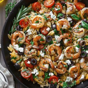 Vibrant Mediterranean Shrimp Orzo Skillet Recipe
