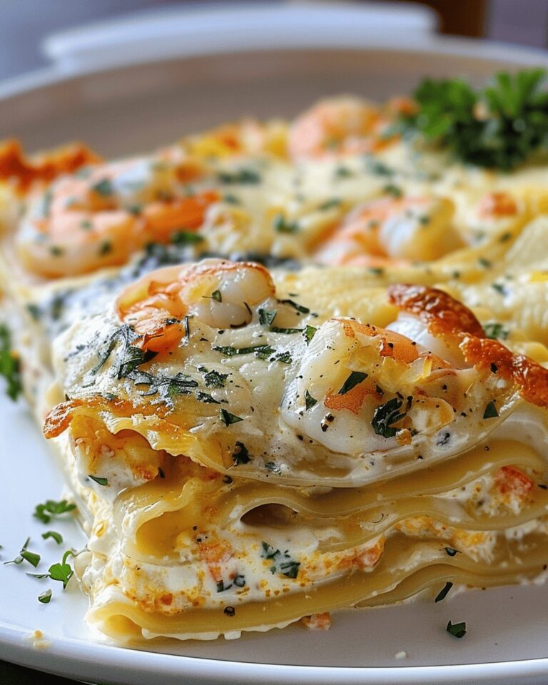 Garlic Butter Shrimp Scampi Lasagna Bake Recipe