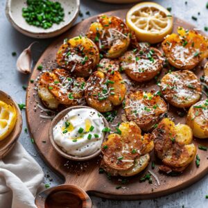 Paprika-Parmesan Smashed Potatoes With Garlic Aioli Recipe
