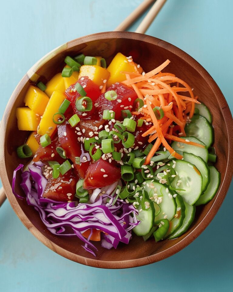 Vibrant Tropical Tuna Poke Bowl Recipe