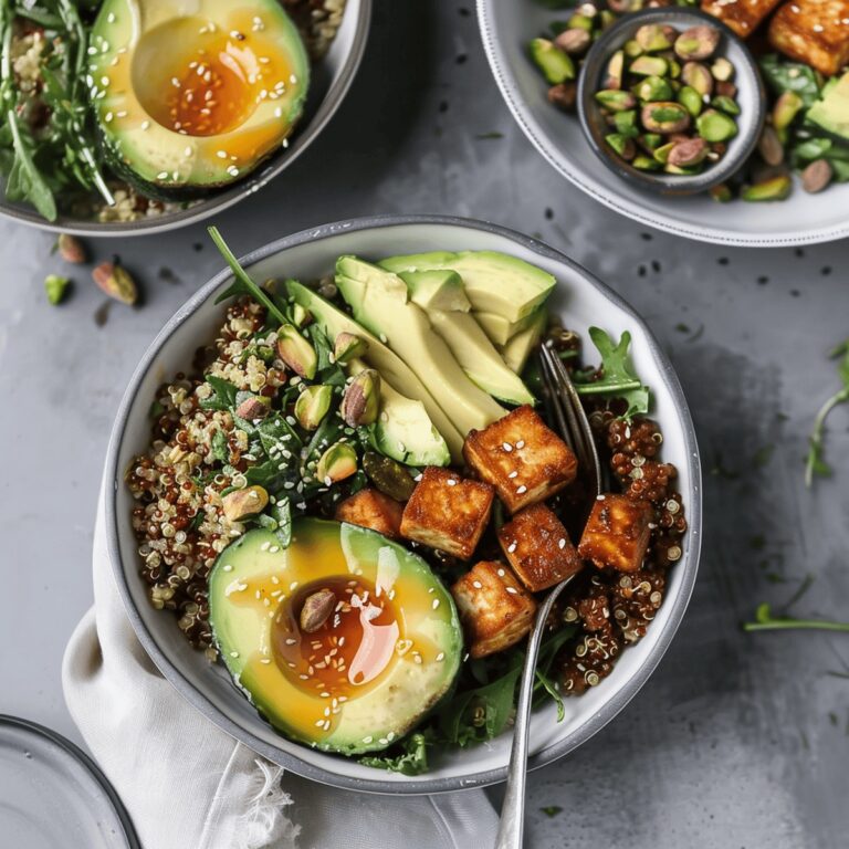 Vibrant Quinoa Bowls With Sesame Tofu, Avocado, And Pistachios Recipe
