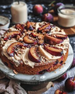 Rustic Plum Cake with Lemon Cashew Icing Recipe