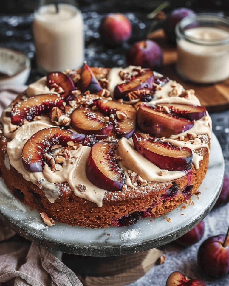 Rustic Plum Cake with Lemon Cashew Icing Recipe