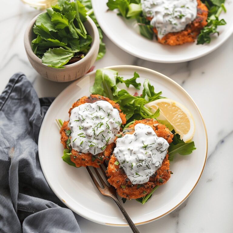 Crispy Salmon Patties & Tangy Lemon Garlic Sauce Recipe