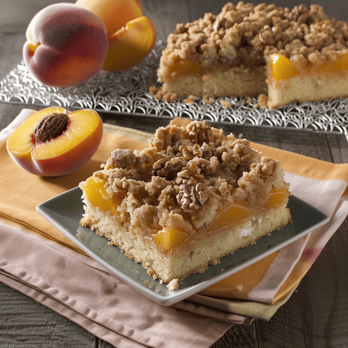 Peach Walnut Crumb Cake Recipe