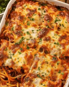 Cheesy Baked Spaghetti Recipe