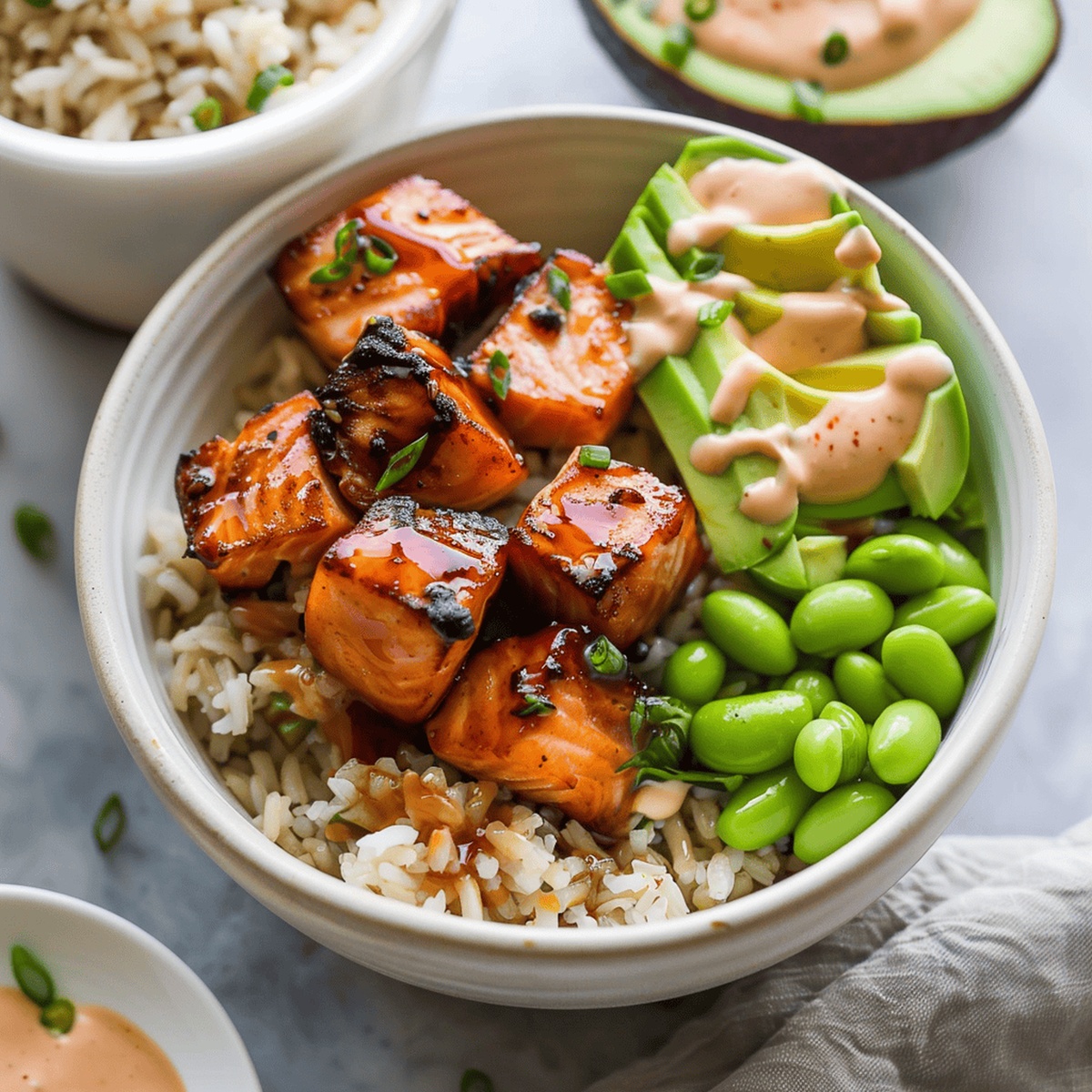 Teriyaki Air Fryer Salmon Bowl Recipe