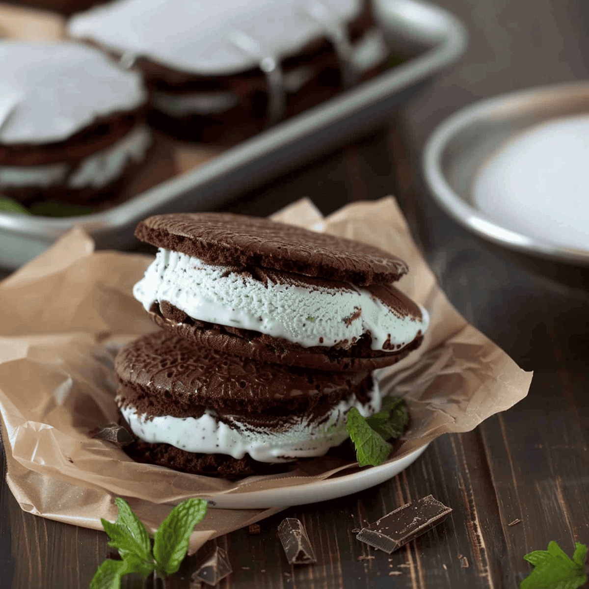Minty Chocolate Ice Cream Sandwiches Recipe