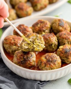 Herbal Pesto Chicken Meatballs Recipe