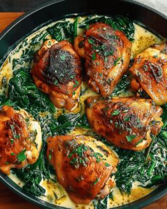 Smoky Paprika Chicken With Velvety Spinach Recipe