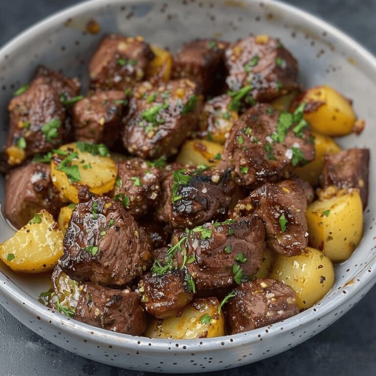 Air Fryer Garlic Butter Steak Bites With Crispy Potatoes Recipe