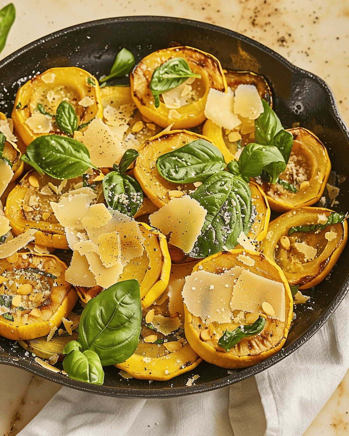 Golden Summer Squash with Basil and Parmesan Recipe