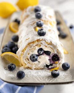 Heavenly Lemon Blueberry Angel Cake Roll Recipe