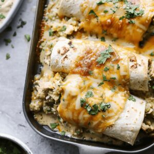 Smothered Green Chile Chicken Burritos Recipe