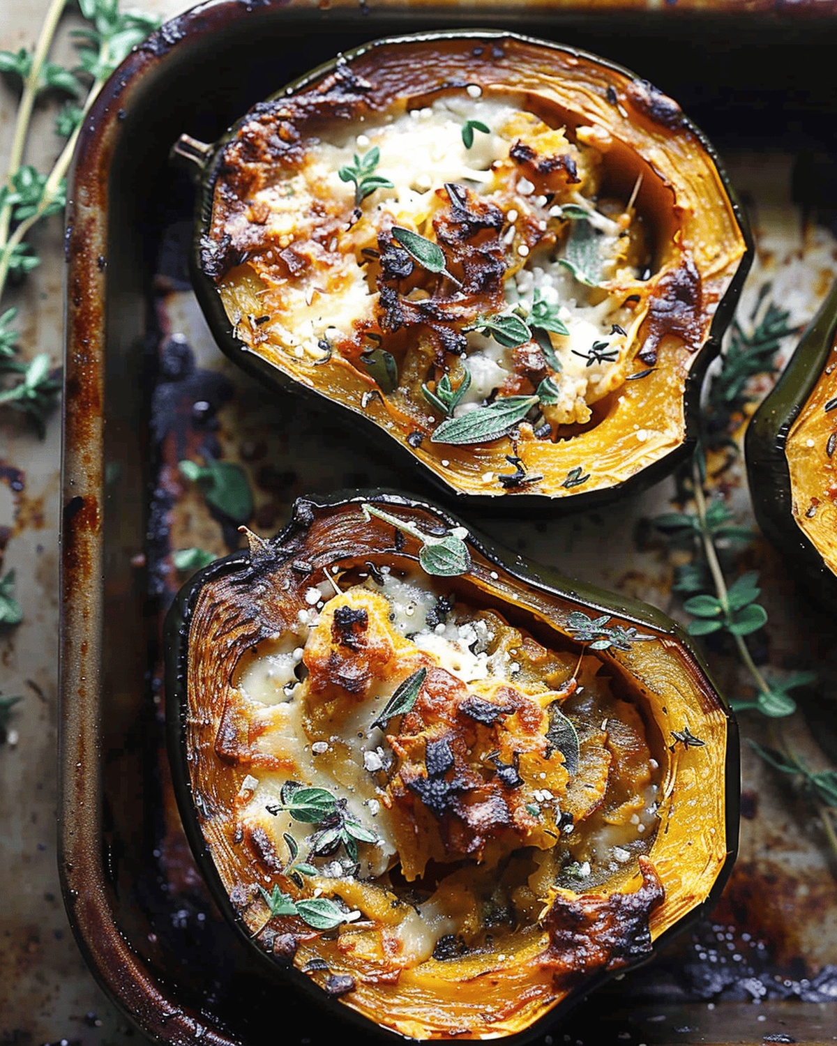 Golden Herb-Cheese Stuffed Acorn Squash Recipe