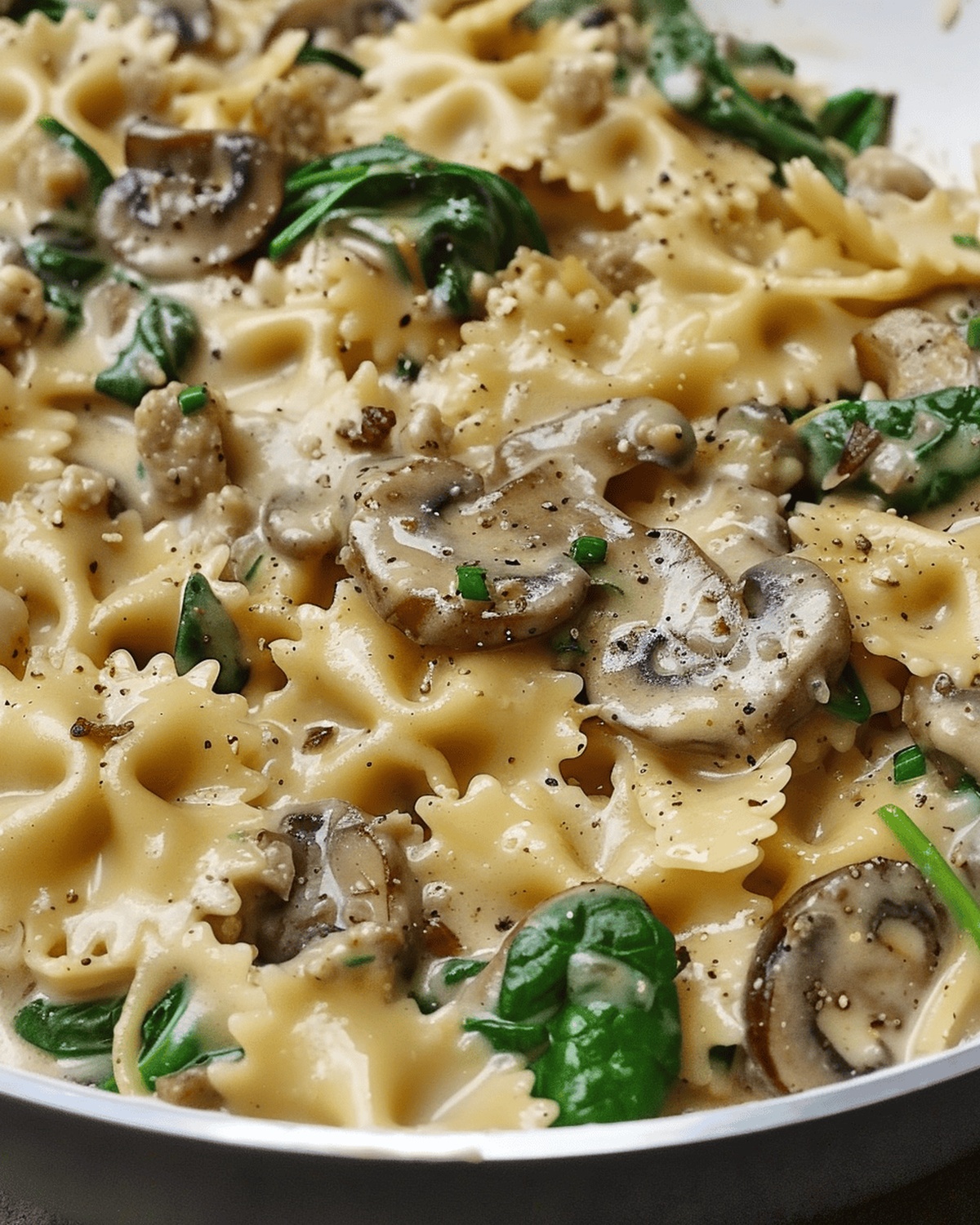 Creamy Spinach & Mushroom Farfalle Delight Recipe