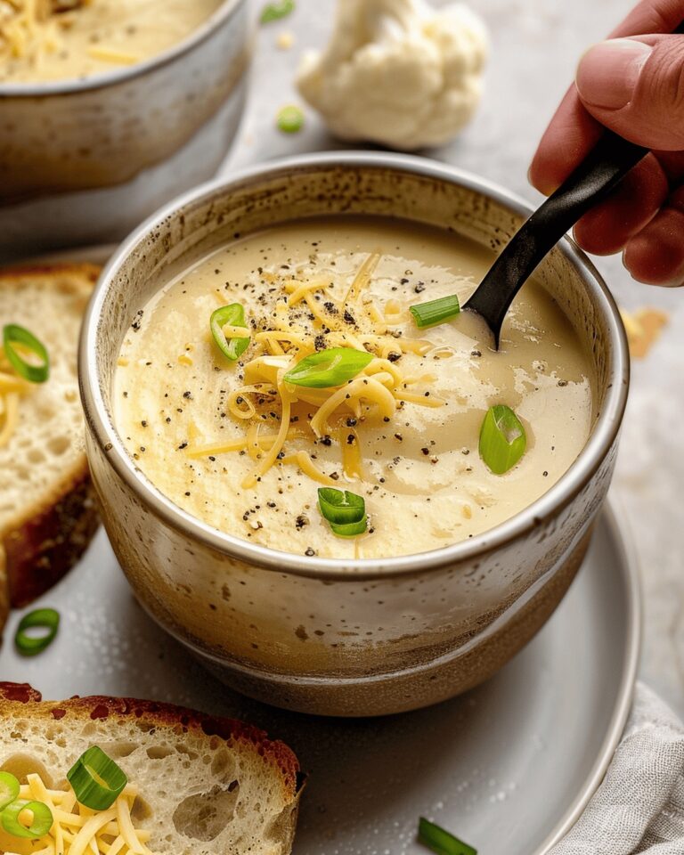Silky Garlic Cheddar Cauliflower Soup Recipe