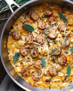 Velvety Butternut Squash Orzo With Sausage Recipe