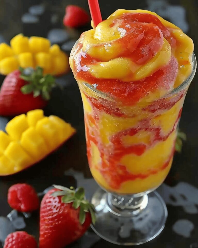 Frosty Mango Strawberry Swirl Slushie Recipe