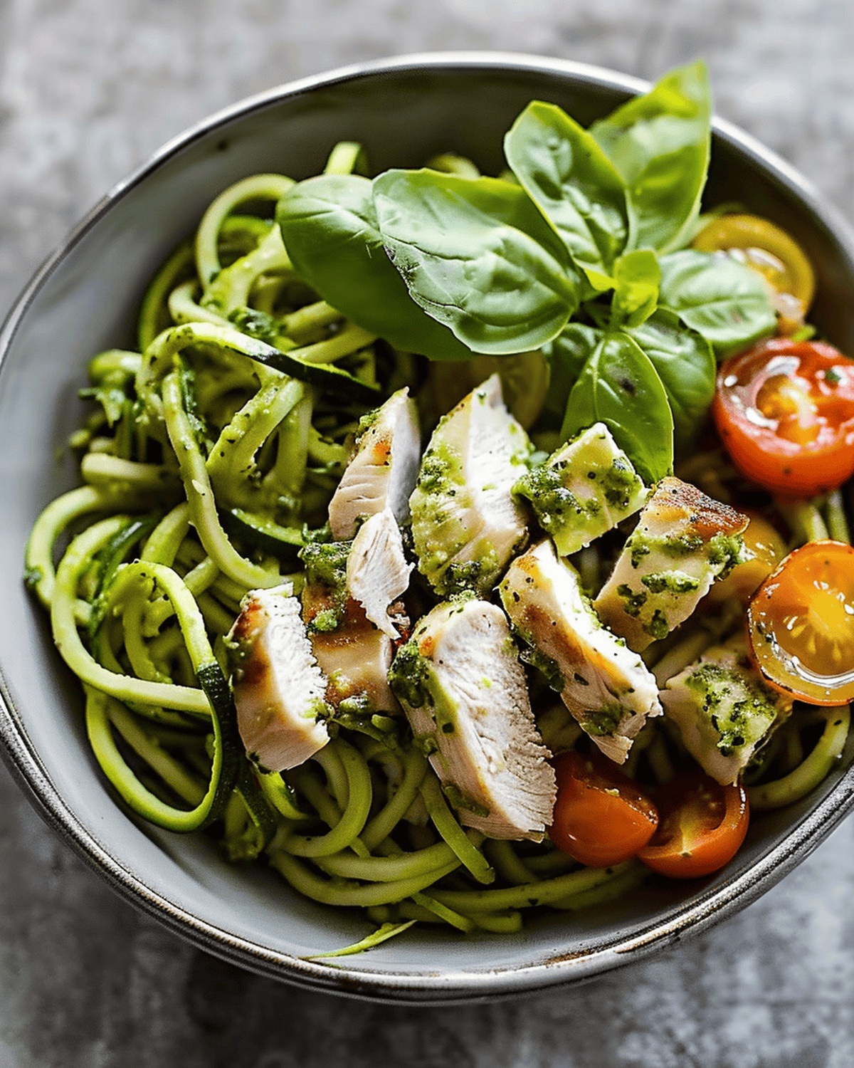 Vibrant Noodle Chicken Pesto Bowl Recipe