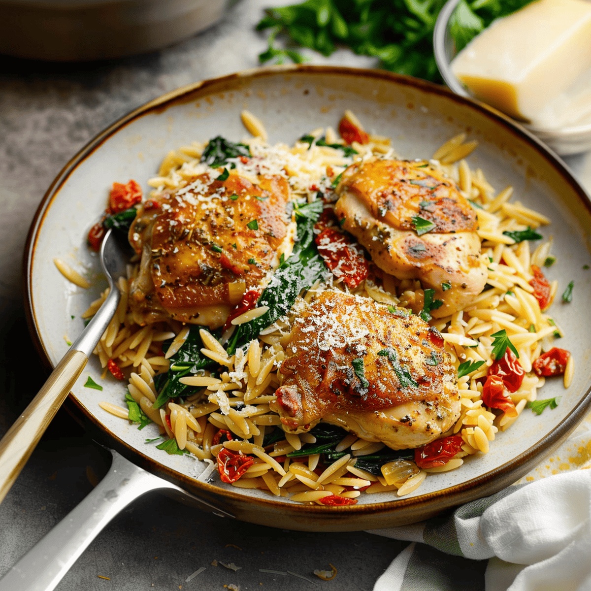 Tuscan Chicken And Orzo Skillet Recipe