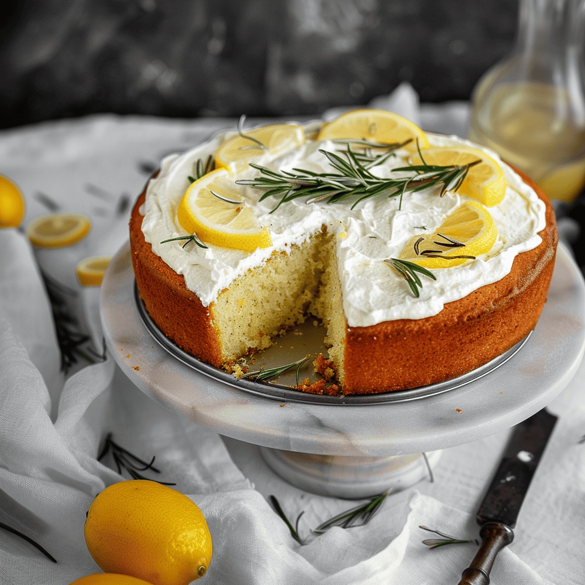 Rustic Lemon Rosemary Olive Oil Cake Recipe