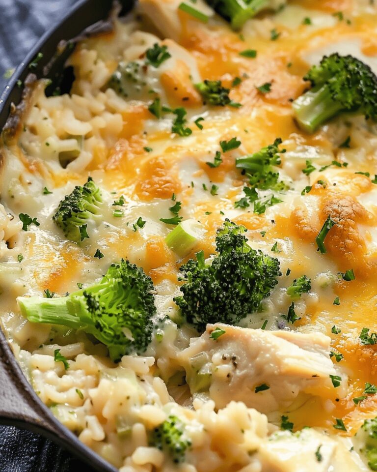 One Pot Cheesy Chicken Broccoli Rice Bake Recipe