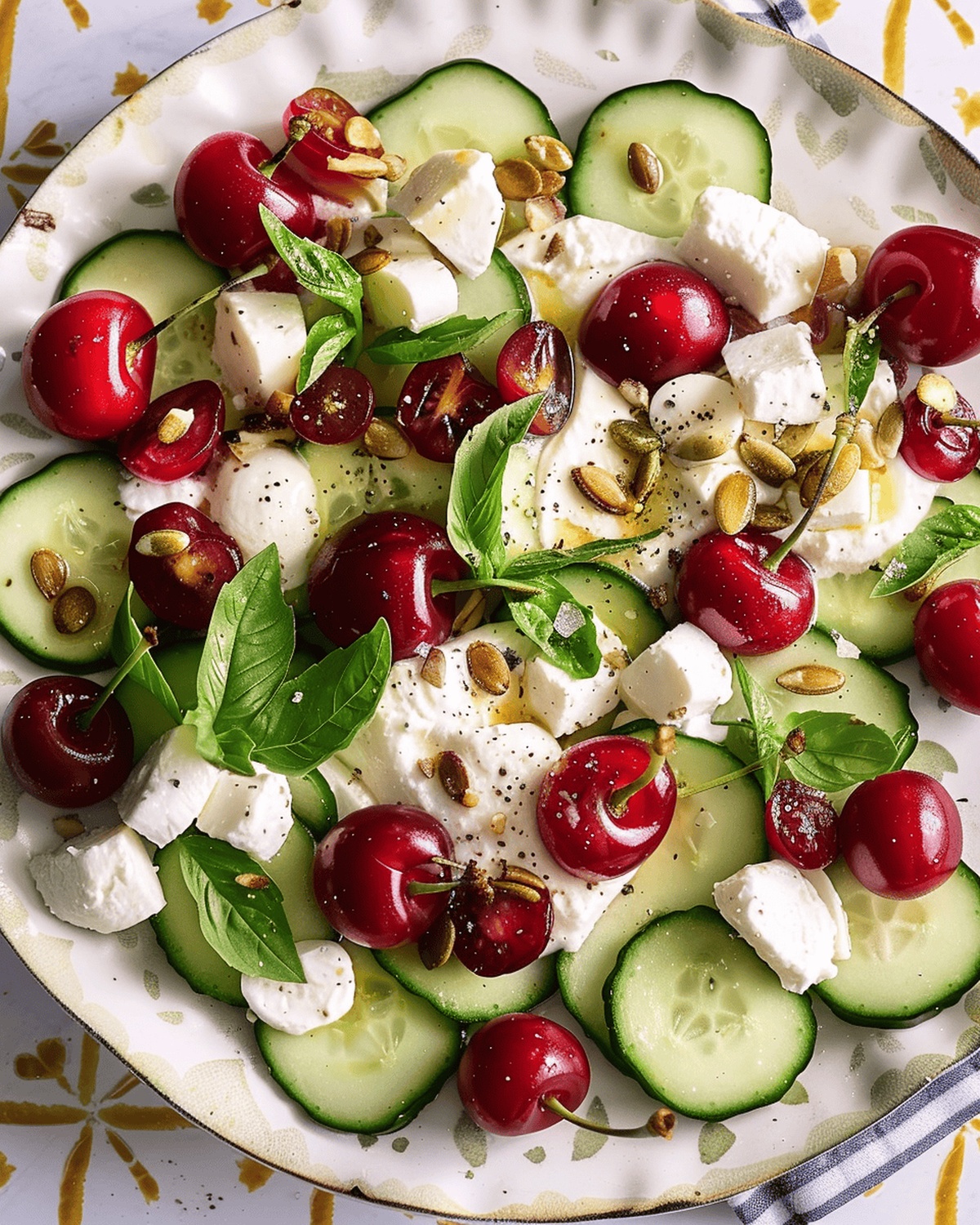 Vibrant Cherry, Cucumber, and Mozzarella Salad Recipe