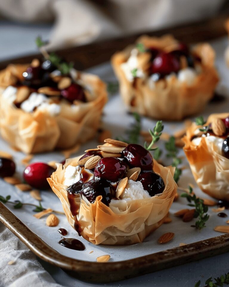 Cranberry & Almond Goat Cheese Phyllo Bites With Maple Balsamic Drizzle Recipe